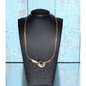 goldtone and crystal collarbone length ( 8 inch drop) style necklace